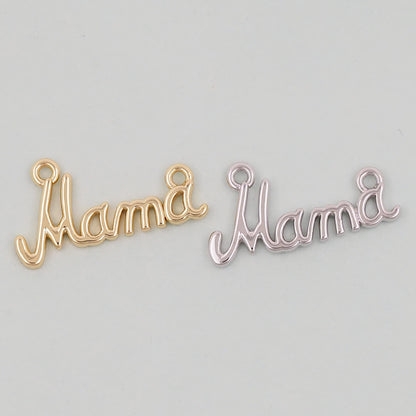 Gold Mama Charms,18K Gold Filled Mama Pendant,Mama Charm Bracelet Necklace for DIY Jewelry Making Supply