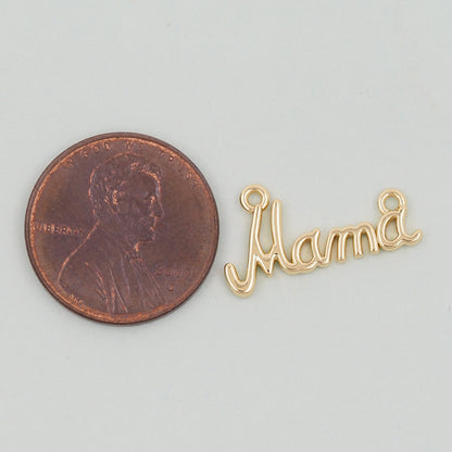 Gold Mama Charms,18K Gold Filled Mama Pendant,Mama Charm Bracelet Necklace for DIY Jewelry Making Supply
