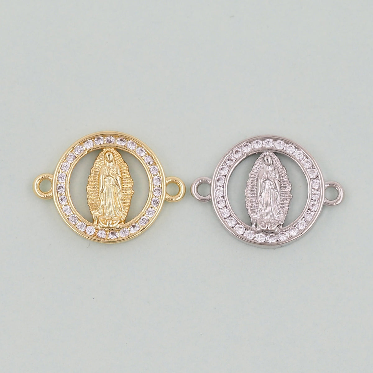 Gold Our Lady of Guadalupe Charms,18K Gold Filled virgin mary Connector Pendant Charm Bracelet Necklace for DIY Jewelry Makin