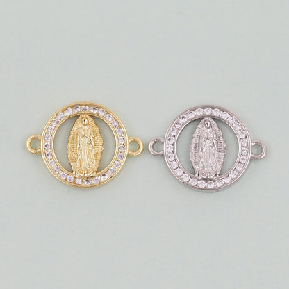 Gold Our Lady of Guadalupe Charms,18K Gold Filled virgin mary Connector Pendant Charm Bracelet Necklace for DIY Jewelry Makin