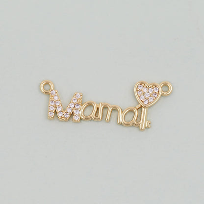 Gold Mama Charms,18K Gold Filled Mama Pendant,Mama Charm Bracelet Necklace for DIY Jewelry Making Supply