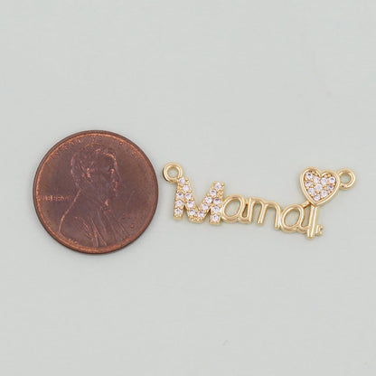 Gold Mama Charms,18K Gold Filled Mama Pendant,Mama Charm Bracelet Necklace for DIY Jewelry Making Supply