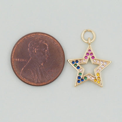 18K Gold Filled Star CZ Charm Pendant for Jewelry Making