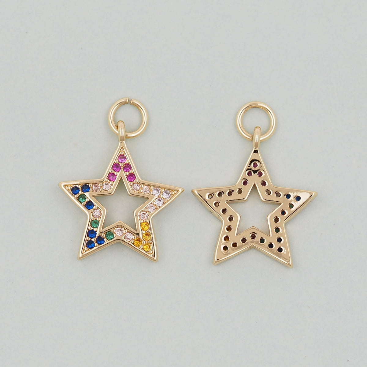 18K Gold Filled Star CZ Charm Pendant for Jewelry Making