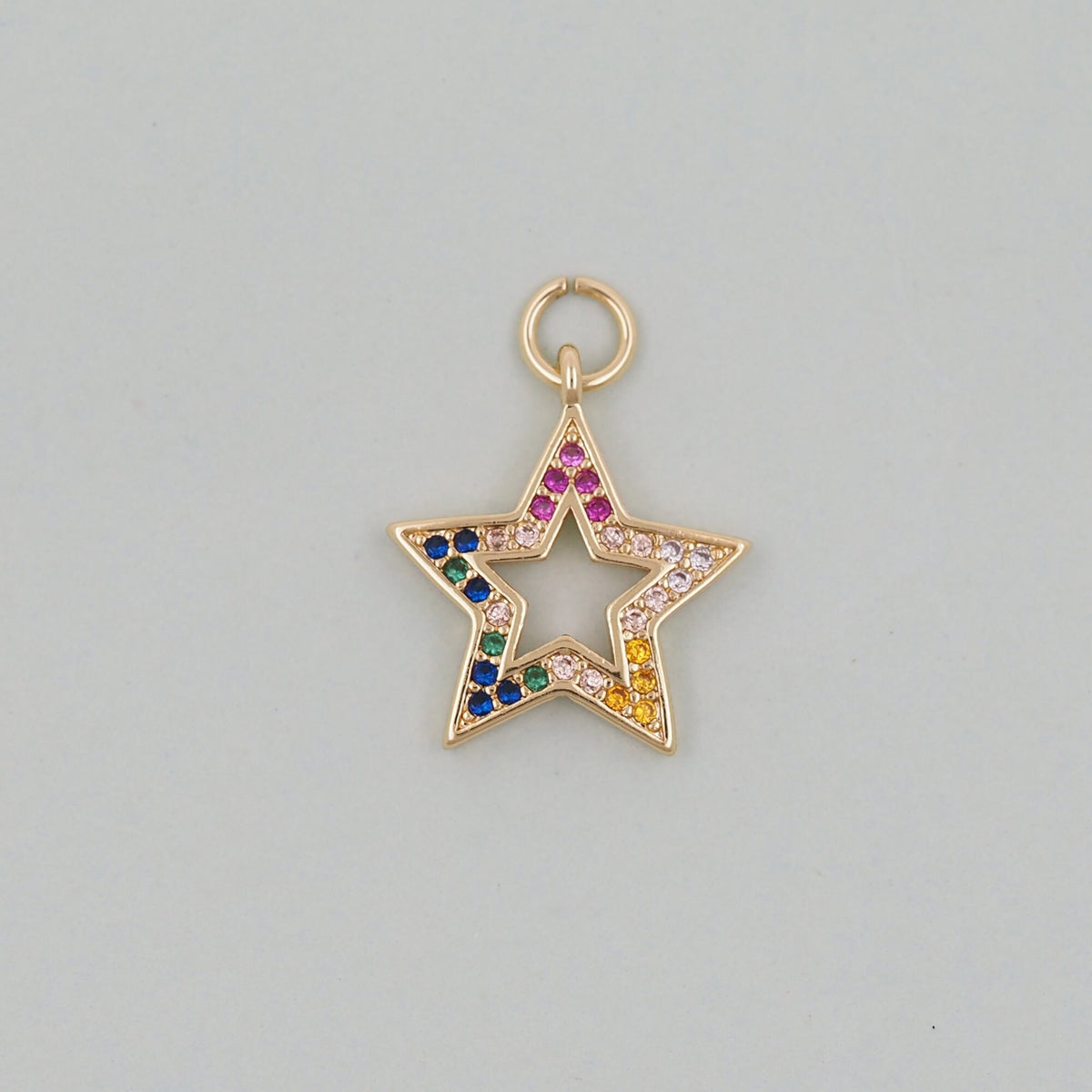 18K Gold Filled Star CZ Charm Pendant for Jewelry Making