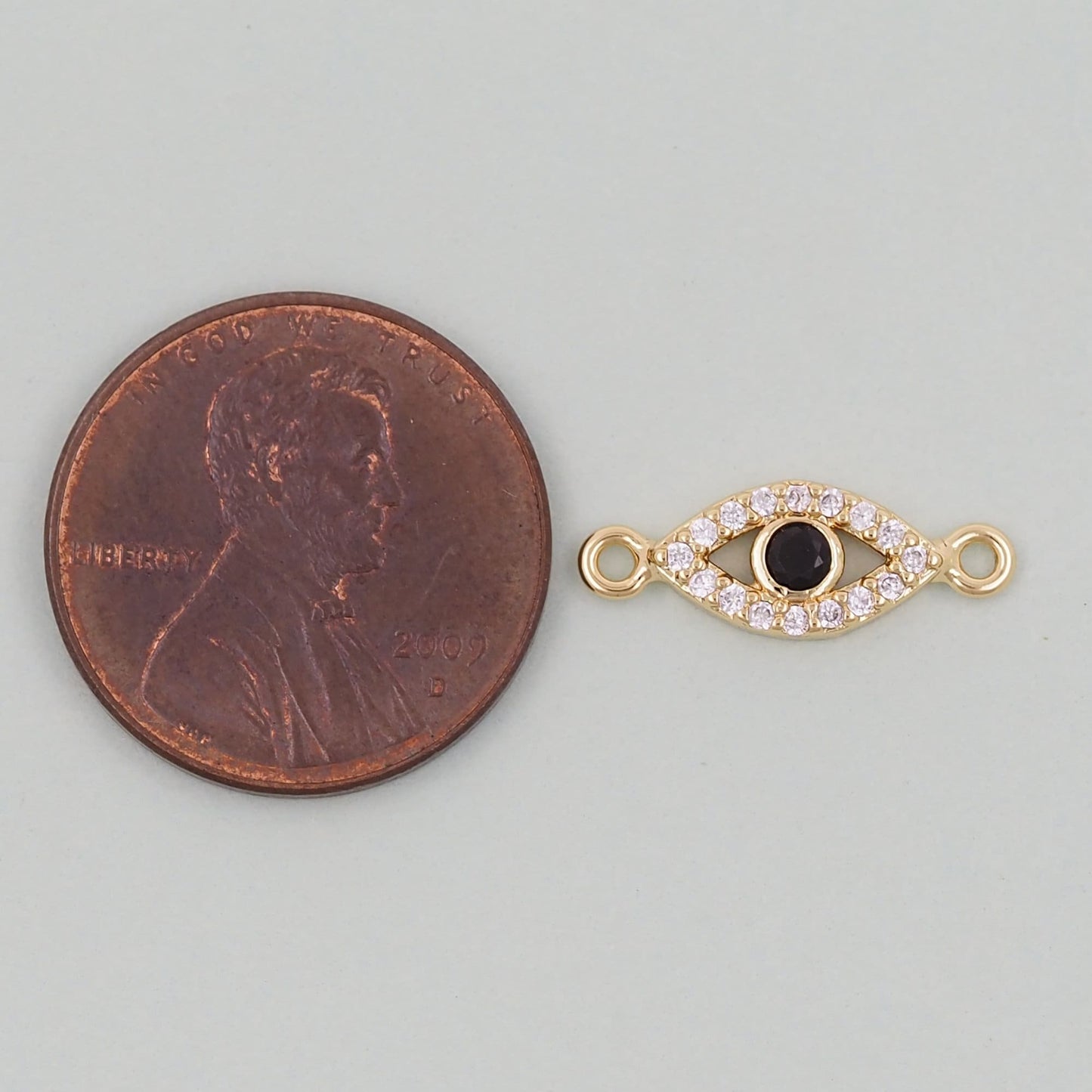 Gold Evil Eye Charms,18K Gold Filled Black Evil Eye Connector Pendant Charm Bracelet Necklace for DIY Jewelry Making Supply