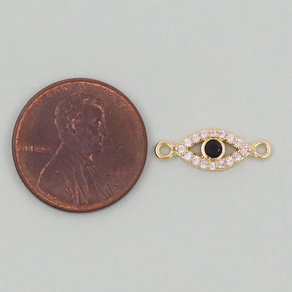 Gold Evil Eye Charms,18K Gold Filled Black Evil Eye Connector Pendant Charm Bracelet Necklace for DIY Jewelry Making Supply