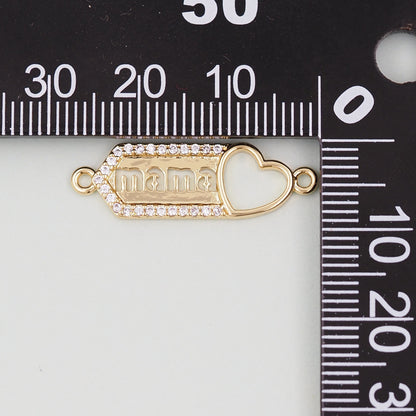 Gold Mama Charms,18K Gold Filled Mama Pendant,Mama Charm Bracelet Necklace for DIY Jewelry Making Supply