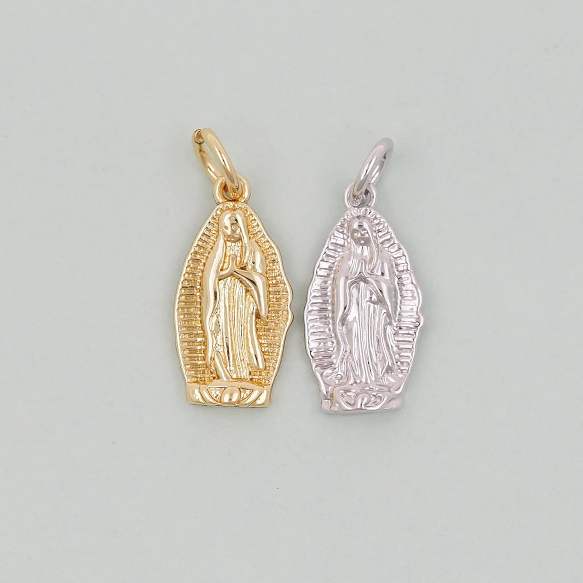 Gold Our Lady of Guadalupe Charms,18K Gold Filled virgin mary Pendant Charm Bracelet Necklace for DIY Jewelry Making Supply