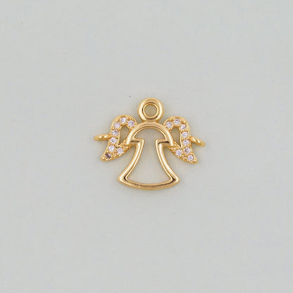 18K Gold Filled Angel CZ Charm Pendant for Jewelry Making