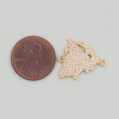 18K Gold Filled map Pendant,Map Charm Bracelet Necklace for DIY Jewelry Making Supply
