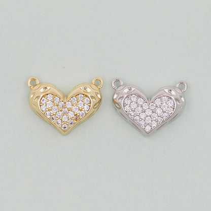 Gold Heart Charms,18K Gold Filled Heart Pendant,Heart Charm Bracelet Necklace for DIY Jewelry Making Supply