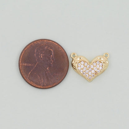 Gold Heart Charms,18K Gold Filled Heart Pendant,Heart Charm Bracelet Necklace for DIY Jewelry Making Supply
