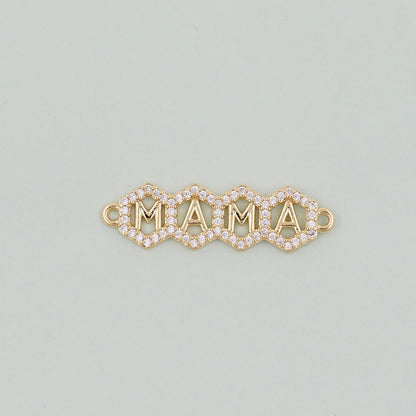 Gold Mama Charms,18K Gold Filled Mama Pendant,Mama Charm Bracelet Necklace for DIY Jewelry Making Supply