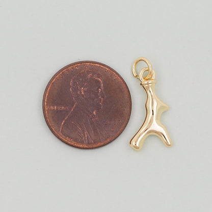 Gold geometry Charm,18K Gold Filled Geometric Pendant,elk horns Charm Bracelet Necklace for DIY Jewelry Making Supply