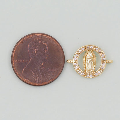 Gold Our Lady of Guadalupe Charms,18K Gold Filled virgin mary Pendant Charm Bracelet Necklace for DIY Jewelry Making Supply