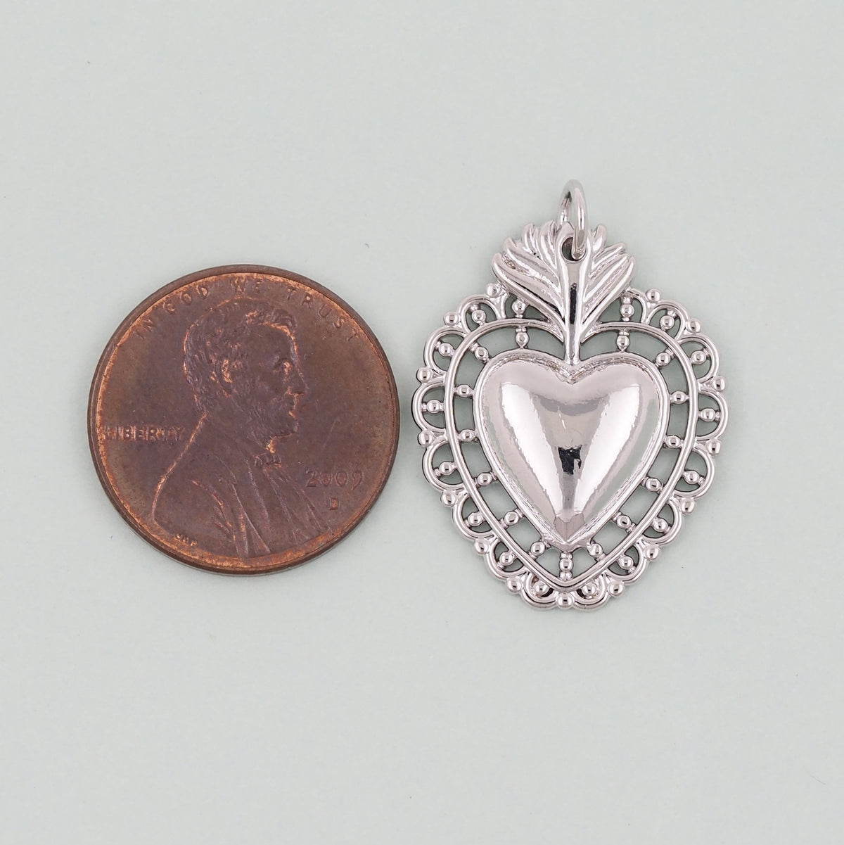 Gold sacred Heart Charms,18K Gold Filled Milagro Heart Pendant,Religious Charm Bracelet Necklace for DIY Jewelry Making Suppl