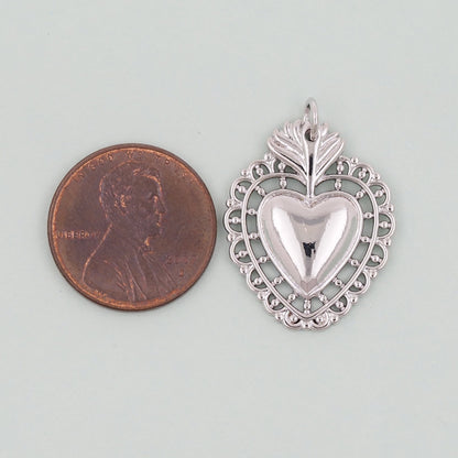 Gold sacred Heart Charms,18K Gold Filled Milagro Heart Pendant,Religious Charm Bracelet Necklace for DIY Jewelry Making Suppl