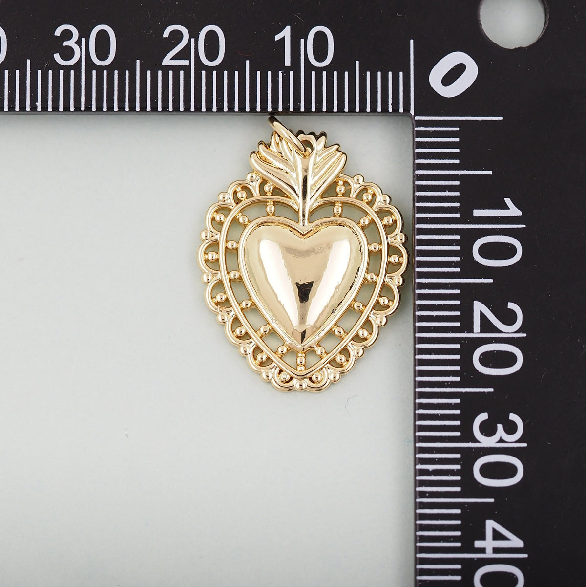 Gold sacred Heart Charms,18K Gold Filled Milagro Heart Pendant,Religious Charm Bracelet Necklace for DIY Jewelry Making Suppl
