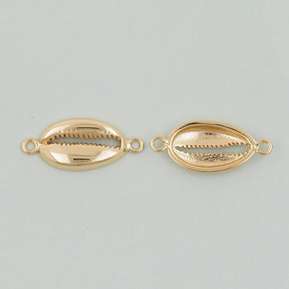 Gold Shell Connector Charms,18K Gold Filled Conch Shell Pendant,Conch Shell Charm Bracelet Necklace for DIY Jewelry Making Su