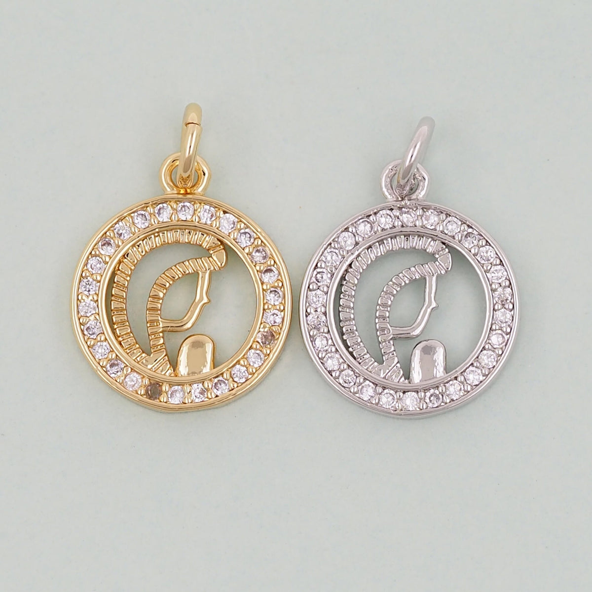 Gold Our Lady of Guadalupe Charms,18K Gold Filled virgin mary prayer Pendant Charm Bracelet Necklace for DIY Jewelry Making S