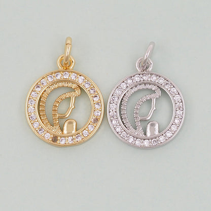 Gold Our Lady of Guadalupe Charms,18K Gold Filled virgin mary prayer Pendant Charm Bracelet Necklace for DIY Jewelry Making S