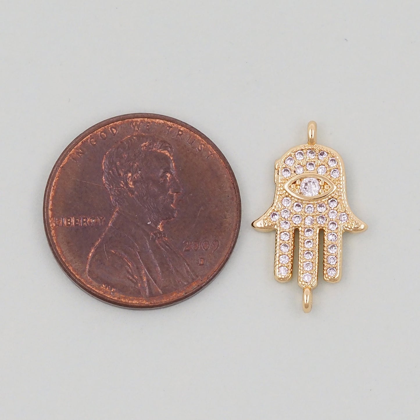 Gold Hamsa  Connector Charms,18K Gold Filled Hamsa Evil eye Pendant,CZ Micro Pave Hamsa Bracelet Necklace for DIY Jewelry Making Supply