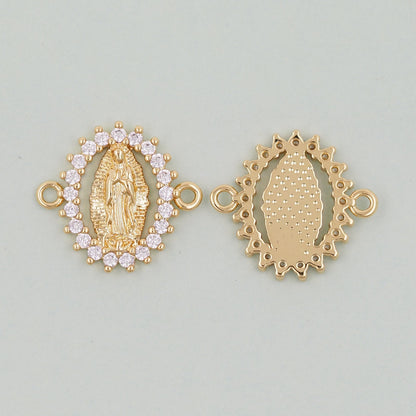 Gold Our Lady of Guadalupe Charms,18K Gold Filled virgin mary Pendant Charm Bracelet Necklace for DIY Jewelry Making Supply