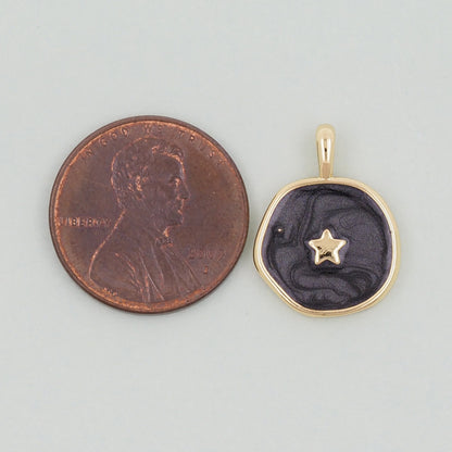 18K Gold Filled star Pendant,Enamel Star Charm Bracelet Necklace for DIY Jewelry Making Supply