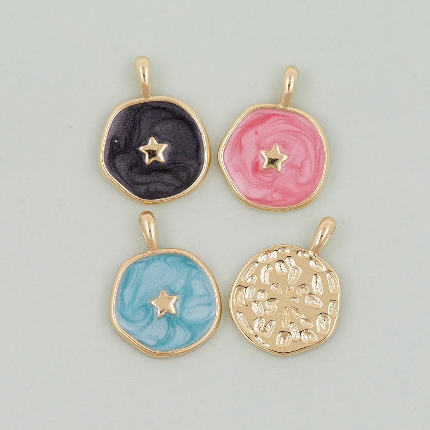 18K Gold Filled star Pendant,Enamel Star Charm Bracelet Necklace for DIY Jewelry Making Supply