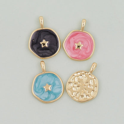 18K Gold Filled star Pendant,Enamel Star Charm Bracelet Necklace for DIY Jewelry Making Supply