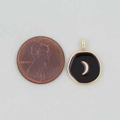 18K Gold Filled Moon Enamel Charm Pendant for Jewelry Making