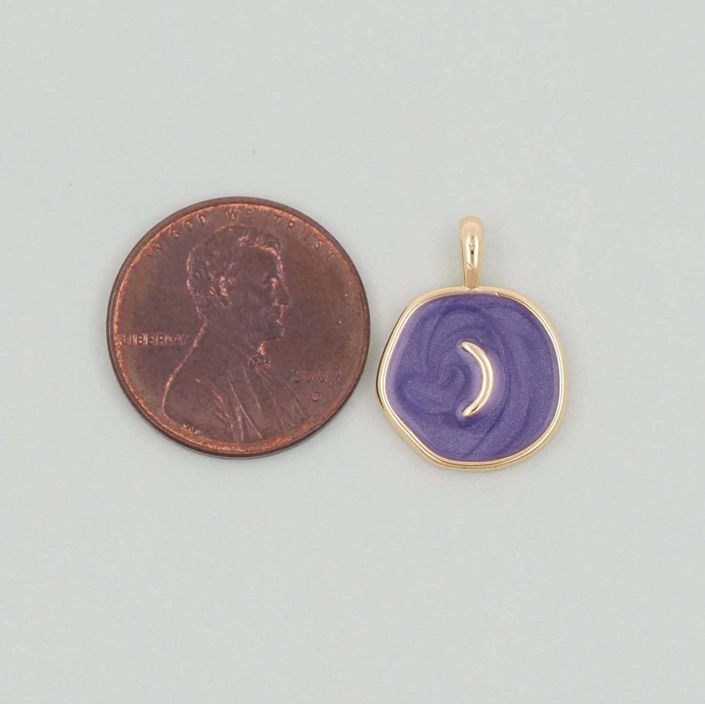 18K Gold Filled Moon Pendant,Enamel Moon Charm Bracelet Necklace for DIY Jewelry Making Supply