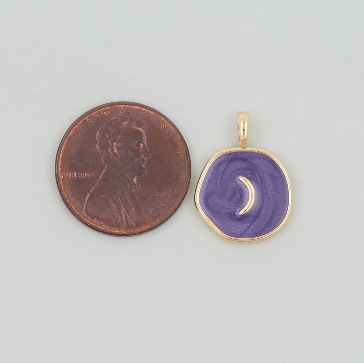 18K Gold Filled Moon Pendant,Enamel Moon Charm Bracelet Necklace for DIY Jewelry Making Supply