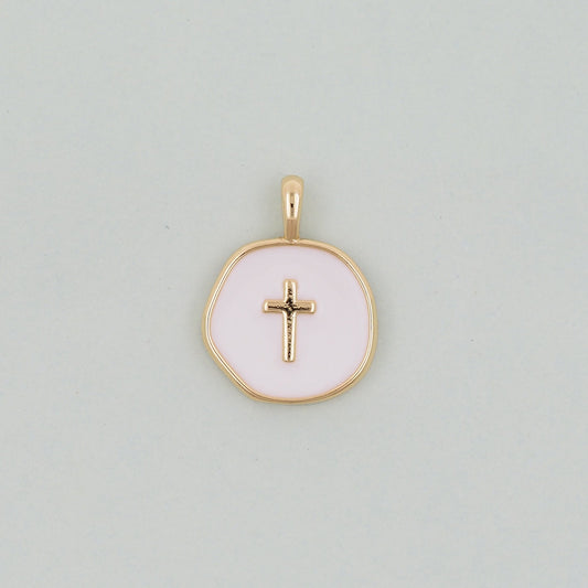 18K Gold Filled Cross Pendant,Enamel Cross Charm Bracelet Necklace for DIY Jewelry Making Supply