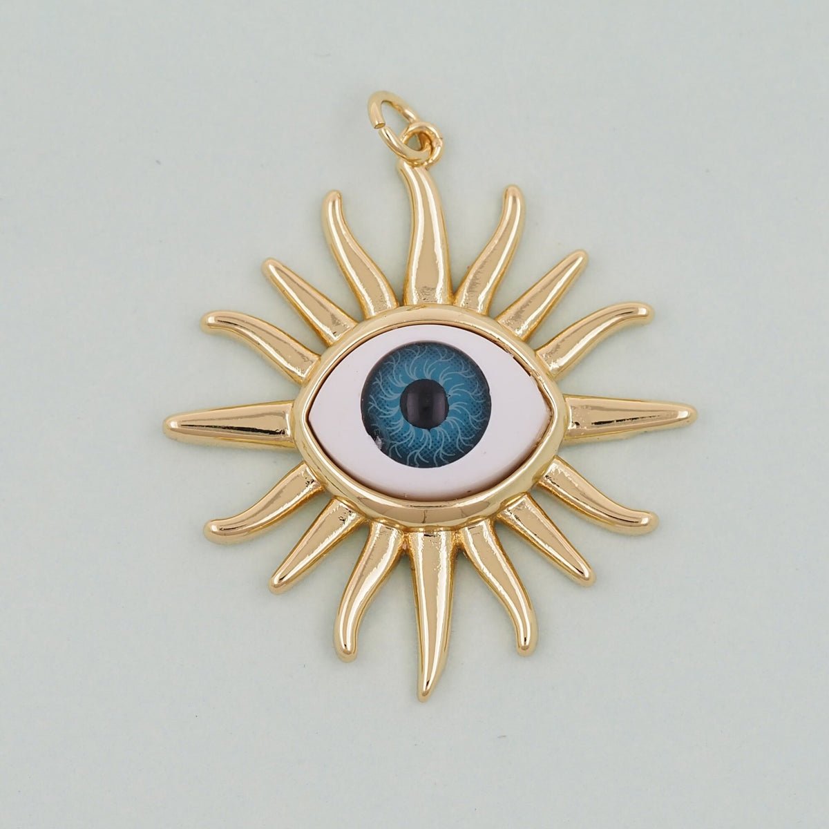 Gold Evil Eye Charms,18K Gold Filled Evil Eye Pendant,Sun Evil Eye Charm Bracelet Necklace for DIY Jewelry Making Supply