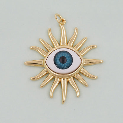 Gold Evil Eye Charms,18K Gold Filled Evil Eye Pendant,Sun Evil Eye Charm Bracelet Necklace for DIY Jewelry Making Supply