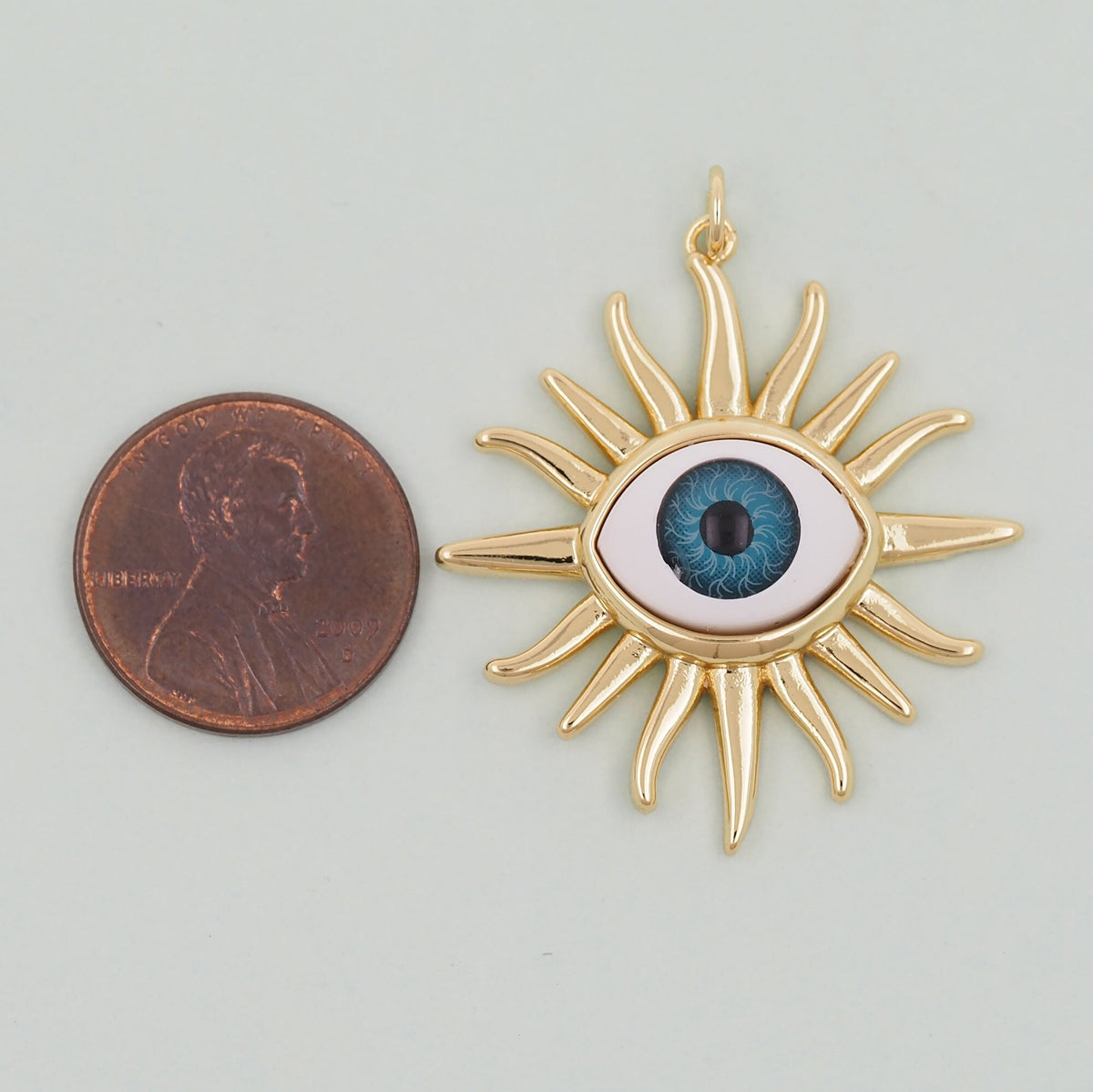 Gold Evil Eye Charms,18K Gold Filled Evil Eye Pendant,Sun Evil Eye Charm Bracelet Necklace for DIY Jewelry Making Supply