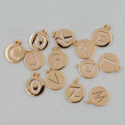 Gold letter Charms,18K Gold Filled letter Pendant,initial Charm Bracelet Necklace for DIY Jewelry Making Supply