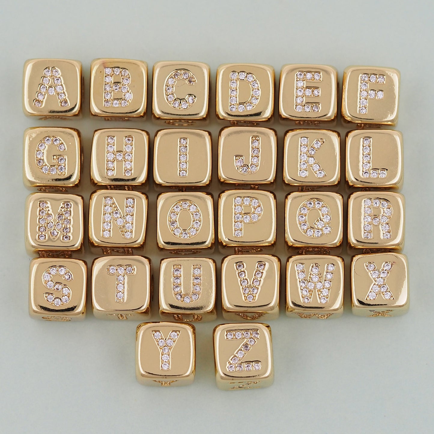 Gold letter Beads Charms,18K Gold Filled letter initial Charm Bracelet Necklace for DIY Jewelry Making Supply hole 4mm
