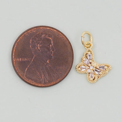18K Gold Filled Butterfly Charm Pendant for Jewelry Making