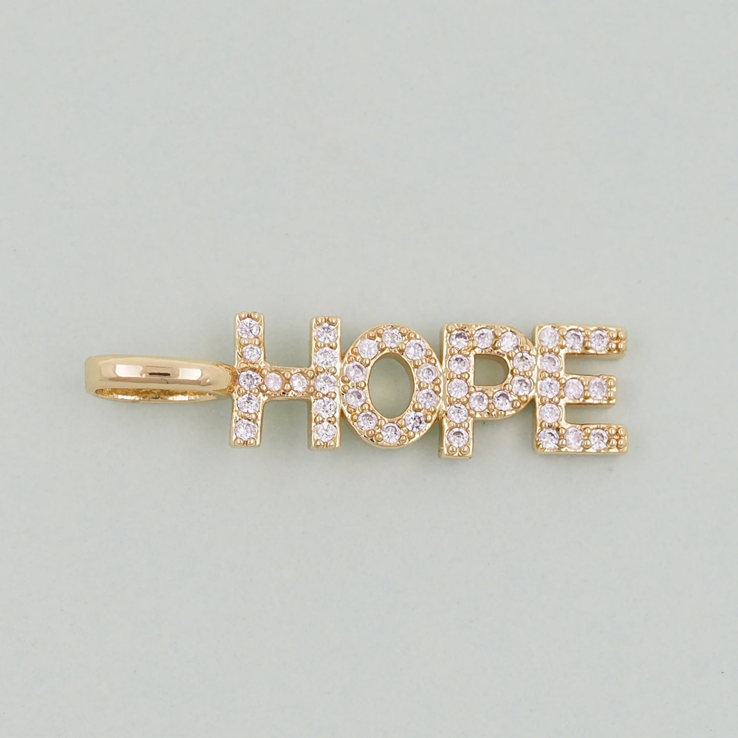 Gold Hope Charms,18K Gold Fille Hope Pendant,Hope Charm Bracelet Necklace for DIY Jewelry Making Supply