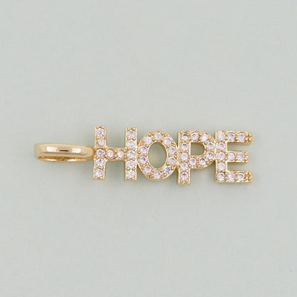 Gold Hope Charms,18K Gold Fille Hope Pendant,Hope Charm Bracelet Necklace for DIY Jewelry Making Supply
