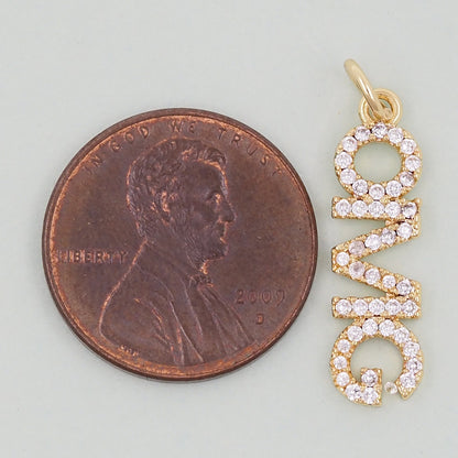 Gold letter Charms,18K Gold Fille OMG Pendant,omg Charm Bracelet Necklace for DIY Jewelry Making Supply