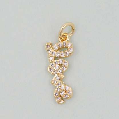 Gold letter Charms,18K Gold Fille Love Pendant,Love Charm Bracelet Necklace for DIY Jewelry Making Supply