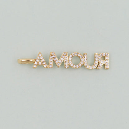 Gold letter Charms,18K Gold Fille amour Pendant,amour Charm Bracelet Necklace for DIY Jewelry Making Supply
