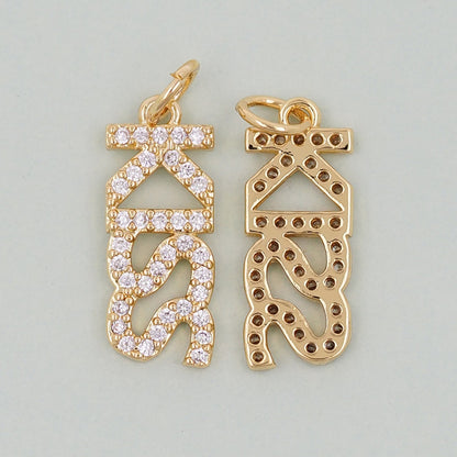 Gold letter Charms,18K Gold Fille Kiss Pendant,Kiss Charm Bracelet Necklace for DIY Jewelry Making Supply