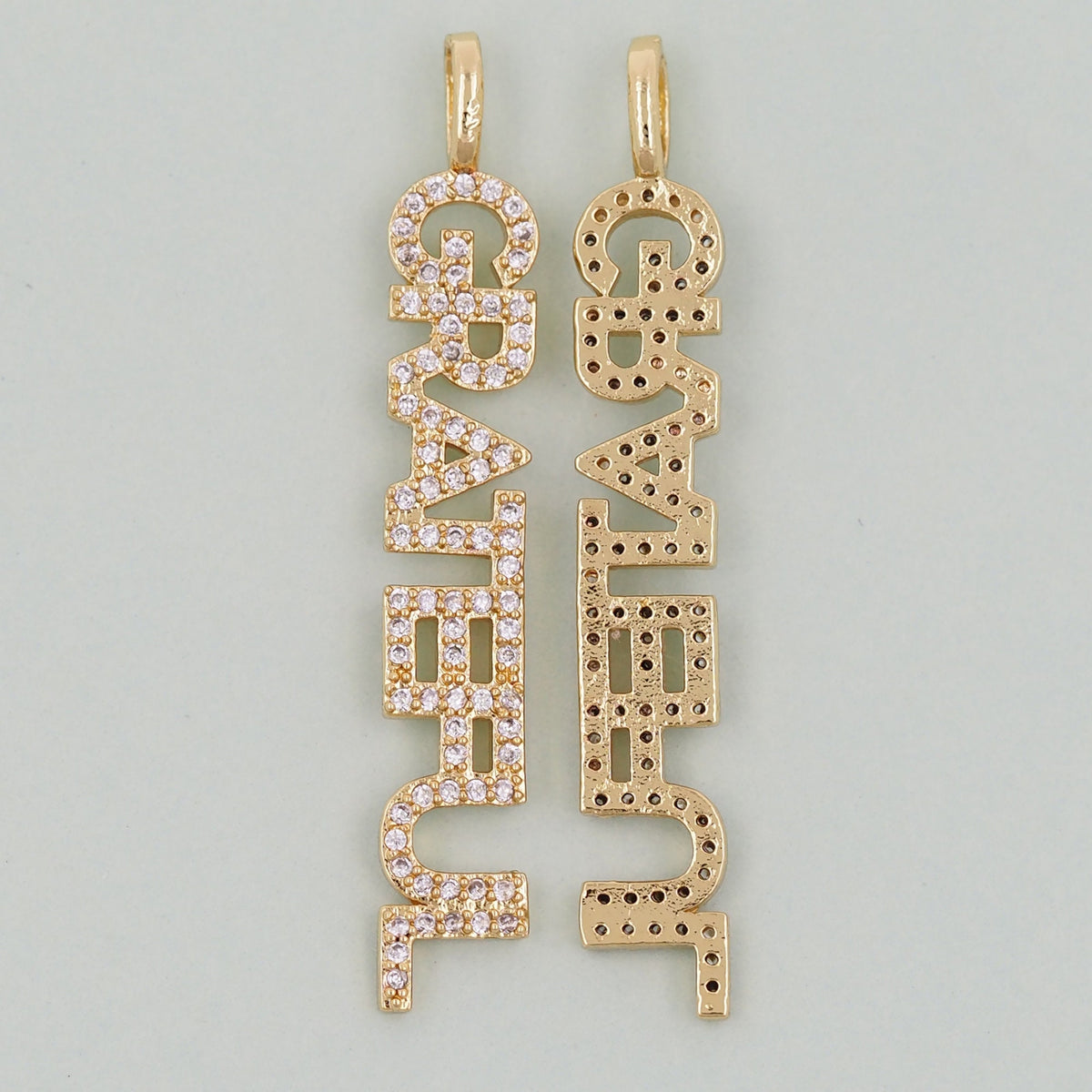 Gold letter Charms,18K Gold Fille grateful Pendant,grateful Charm Bracelet Necklace for DIY Jewelry Making Supply