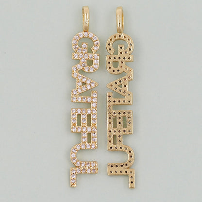 Gold letter Charms,18K Gold Fille grateful Pendant,grateful Charm Bracelet Necklace for DIY Jewelry Making Supply