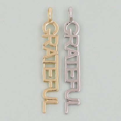 Gold letter Charms,18K Gold Fille grateful Pendant,grateful Charm Bracelet Necklace for DIY Jewelry Making Supply